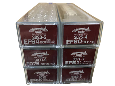 EF81トワイライト、EF64JR貨物(広島更新色タイプ)、EF60(やすらぎ色)など6両セット